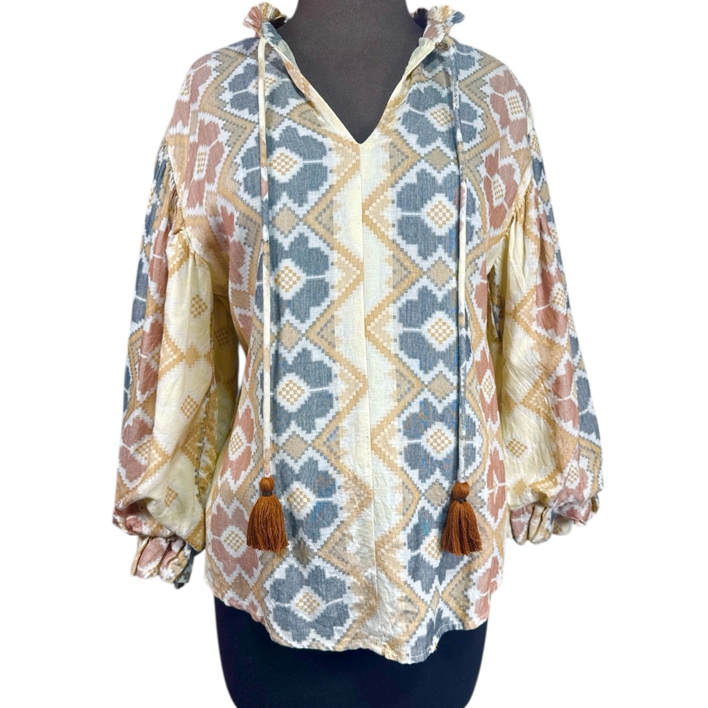Ivy Jane Cream And Tan Boho Blouse